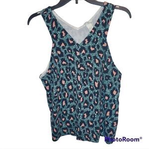 H&M teal / pink leopard tank top M